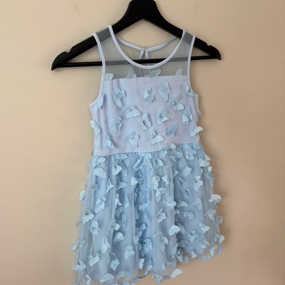 Children’s Place Girls 3D Butterfly Mesh Fit And Flare Dress - Blue 🦋 Size 6X-7 - Picture 3 of 13
